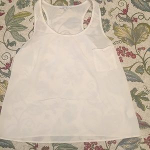 Charlotte Russe White Silky Tank w/ Silver Detail